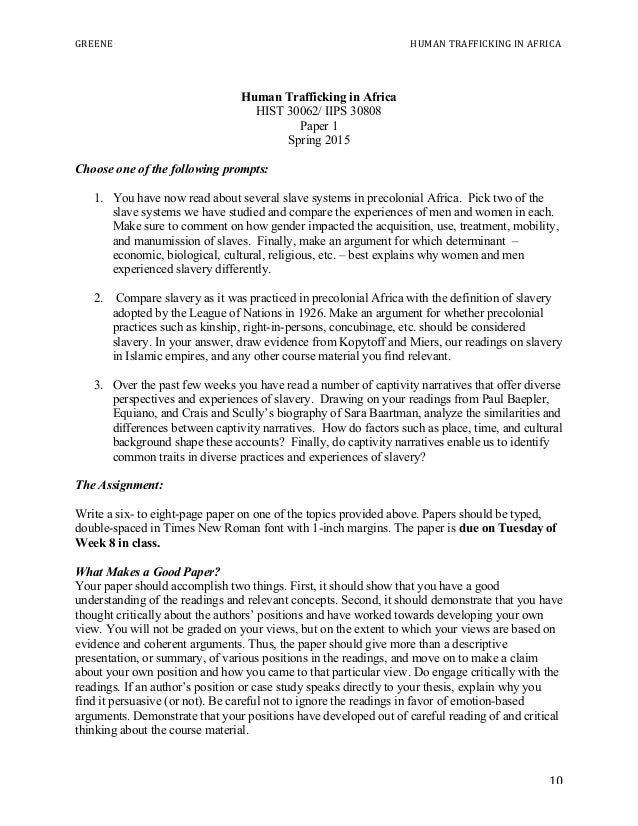 Term papers on human trafficking