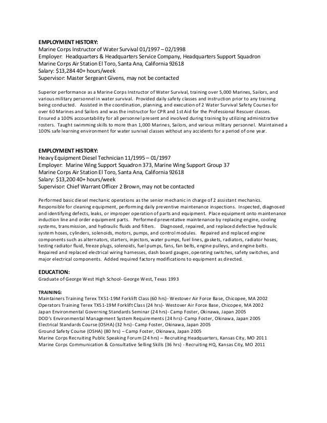 military to federal resumes