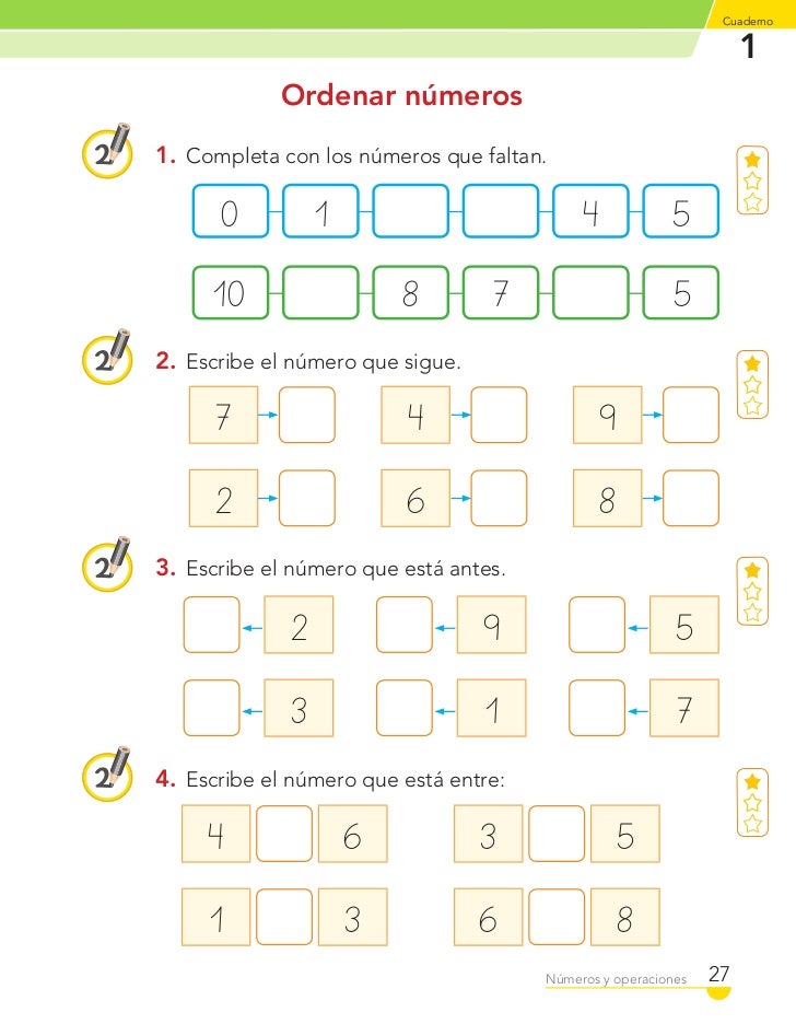 Resultado de imagen de ordenar numeros del 1 al 10