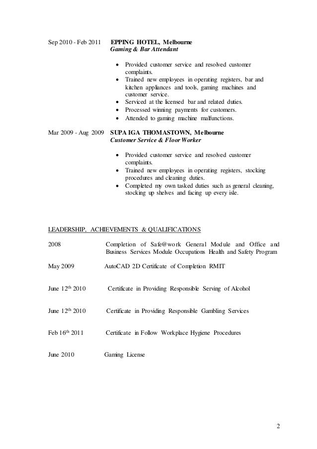 gaming attendant resume april onthemarch co