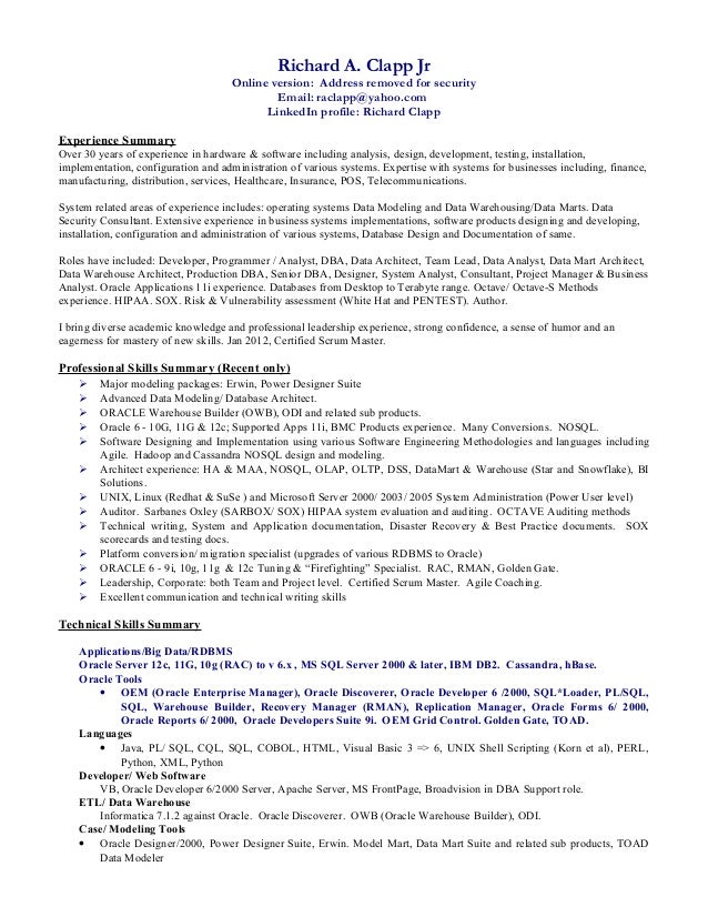 dba sample resumes