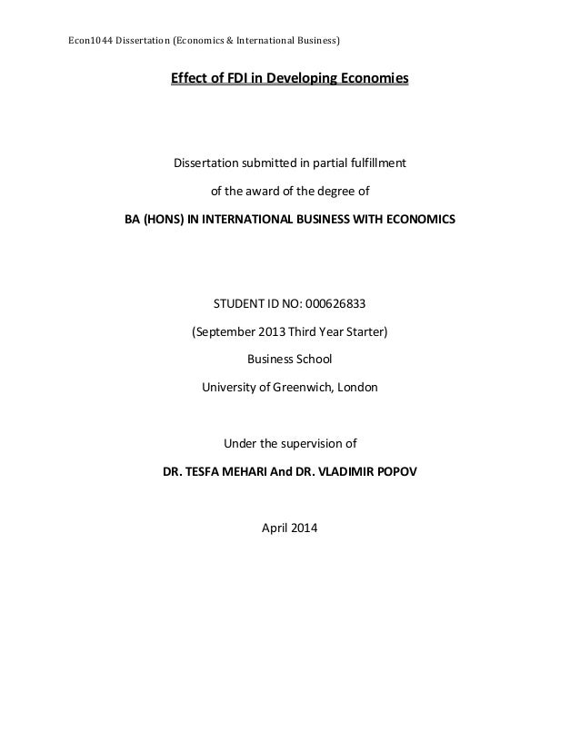 Phd dissertation in economics