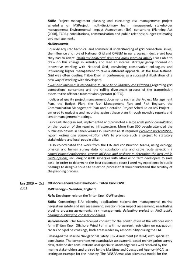 risk management resumes