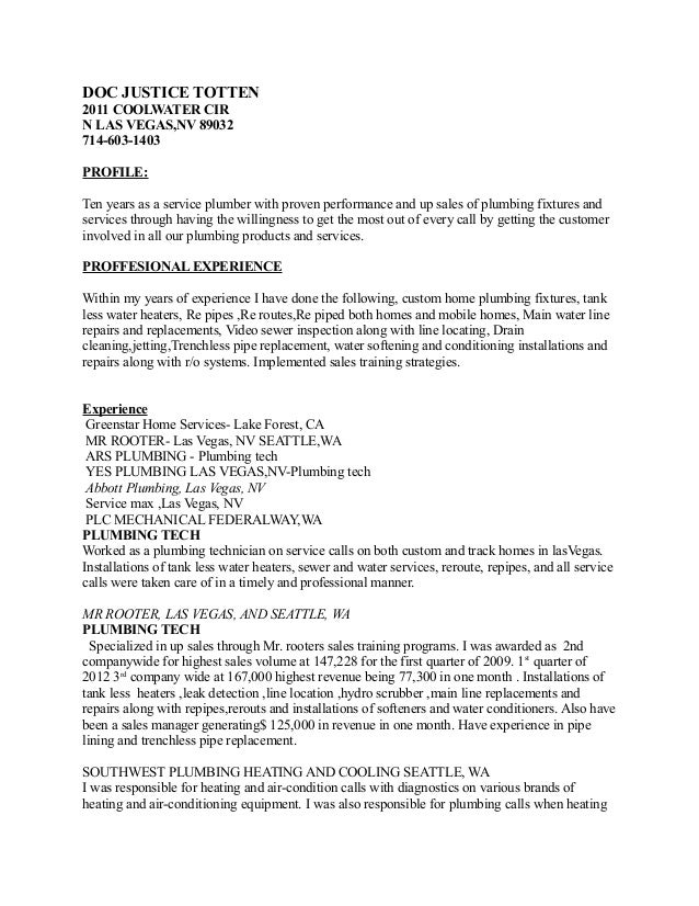 sample plumber resumes