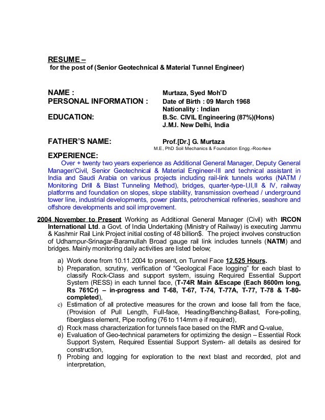 engineer resume format