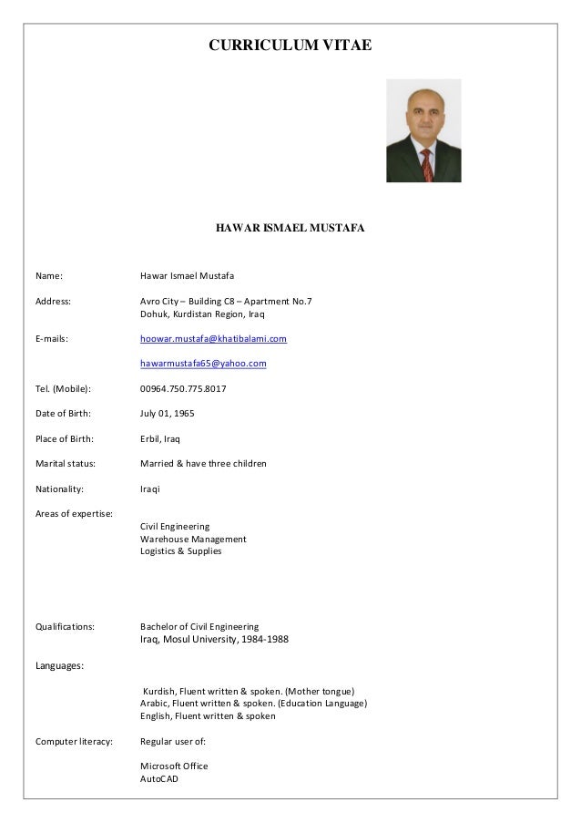 CURRICULUM VITAE Hawar Ismael Mustafa Jan 2015