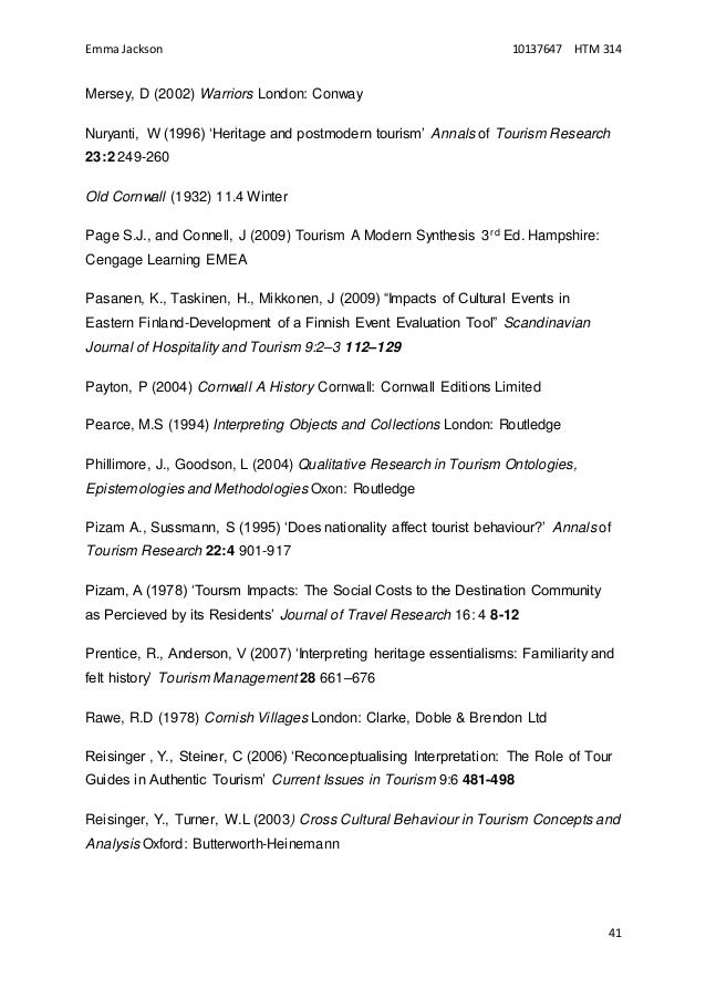 Tourism management dissertation ideas