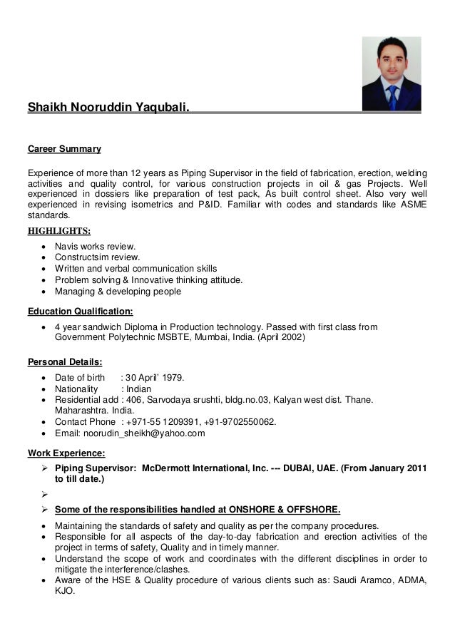summary of qualification in resume