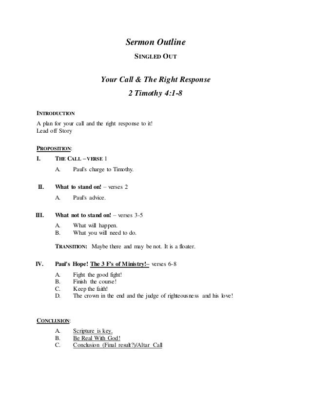 Sermon Outline 2Timothy 4 1 8 Singled Out sermon-outline-2timothy-4-1-8-singled-out