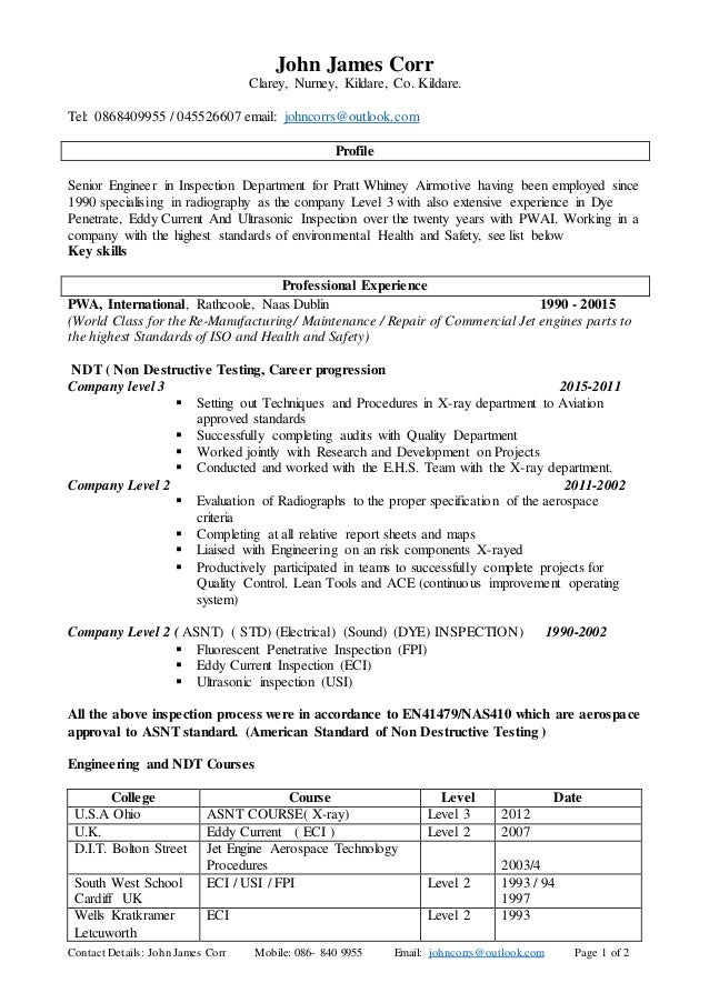 curriculum vitae in usa