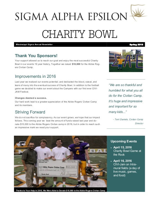 charity newsletter charity bowl newsletter 2016 charity newsletter charity bowl newsletter 2016