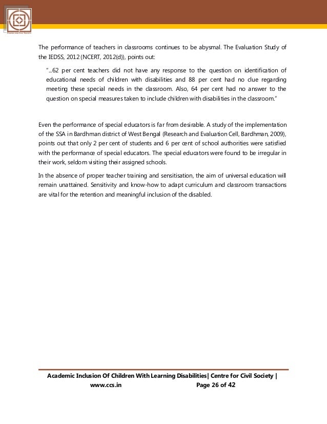 Inclusion Of Children With Learning Disabilities Inclusion Of Children With Learning Disabilities