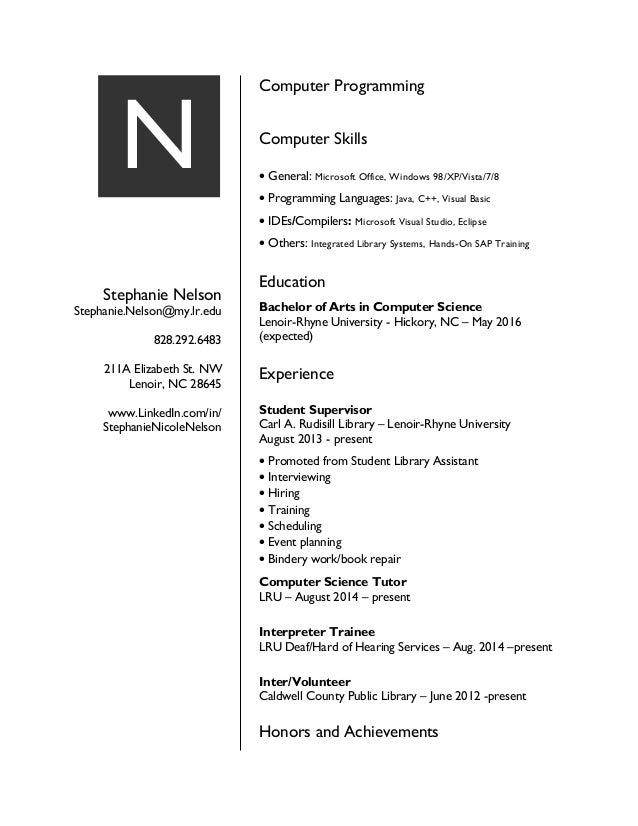 Computer programmer resume sample