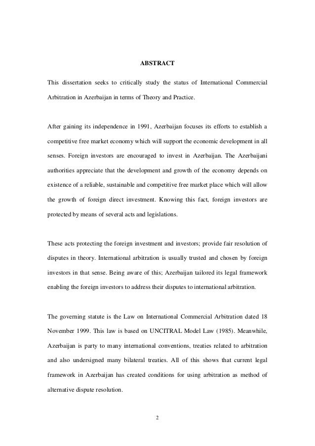 Dissertation Arbitration