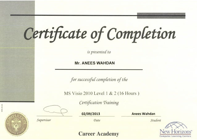 training certificate of completion