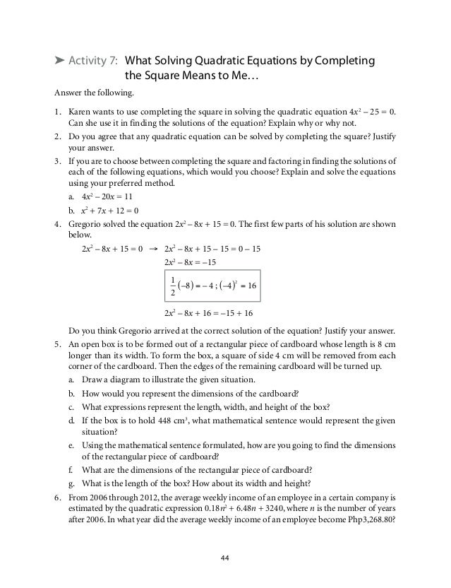Worksheet Solving Quadratic Equations By Factoring Worksheet Answers solving quadratic equations by factoring practice problems pdf grade 9 mathematics unit 1 and inequalities