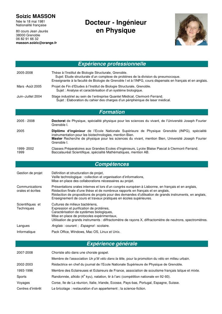 modele cv scientifique en anglais