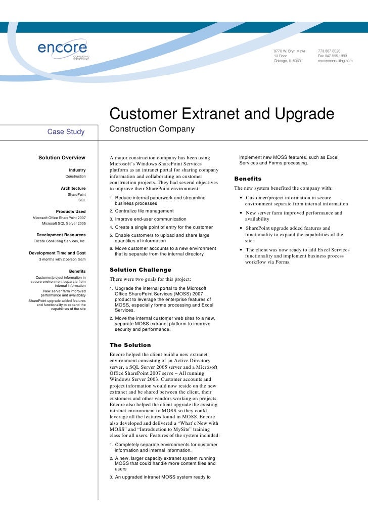 microsoft sharepoint case study construction microsoft sharepoint case study construction