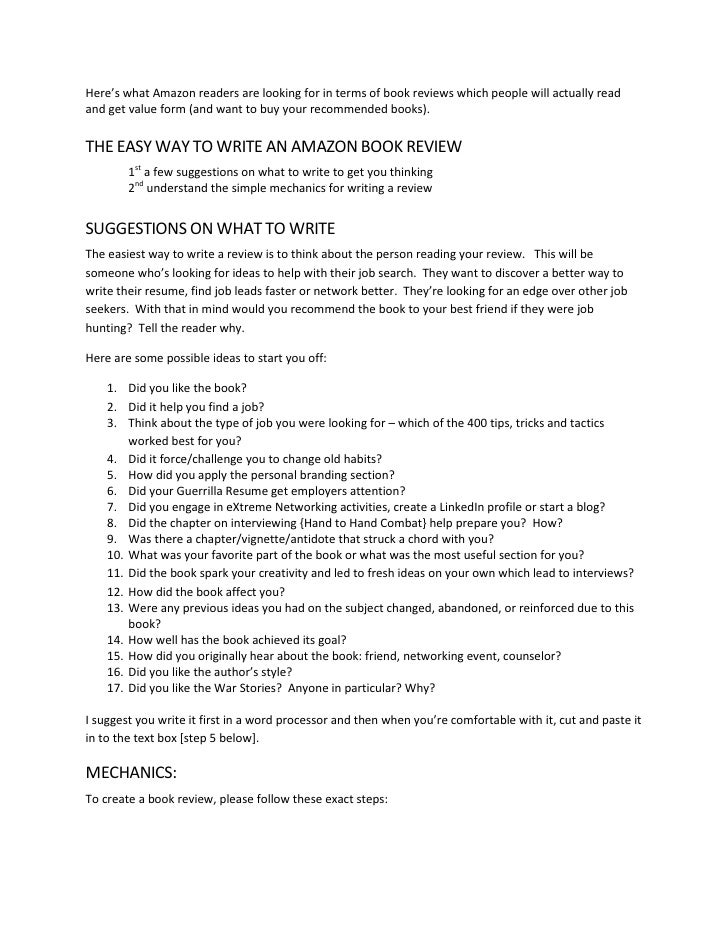 An example of how to write a book report