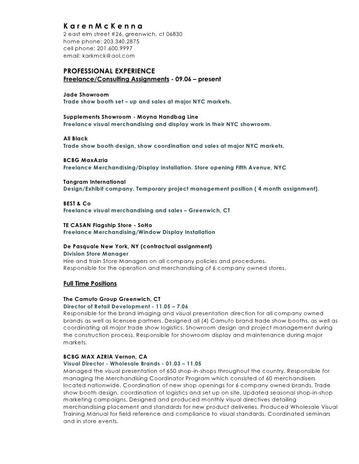 merchandising resume examples