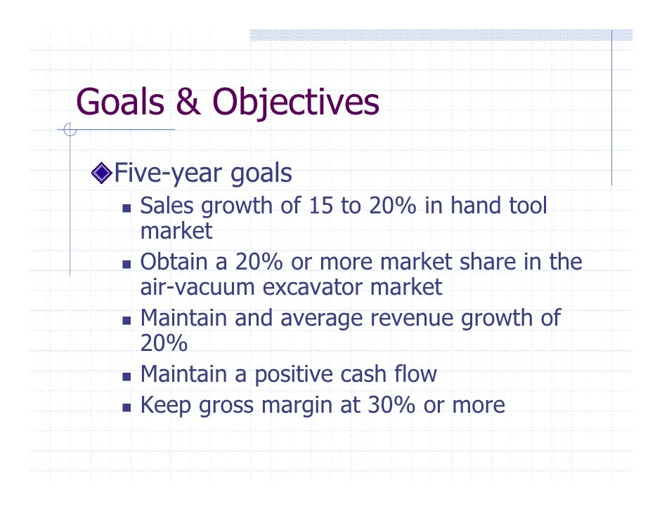 business plan financial goals examples