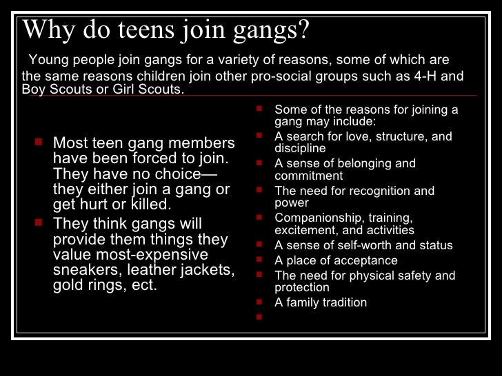 Young People Join Gangs For Social And