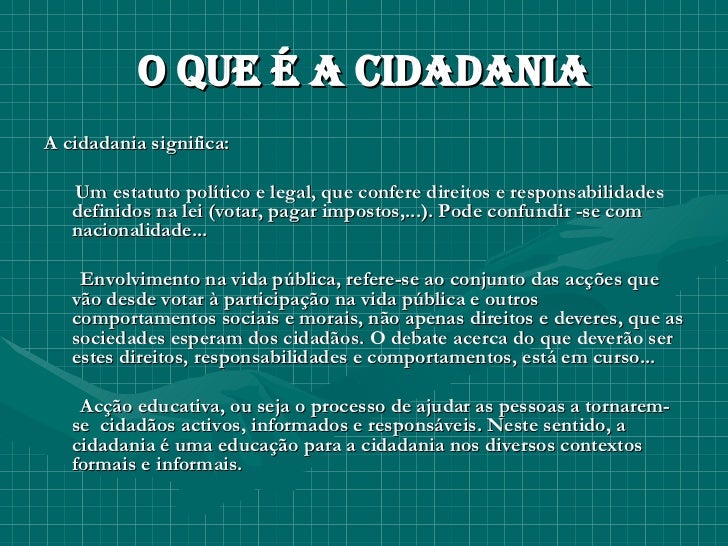 O Termo Cidadania é Explicado Pelo Seguinte Conceito
