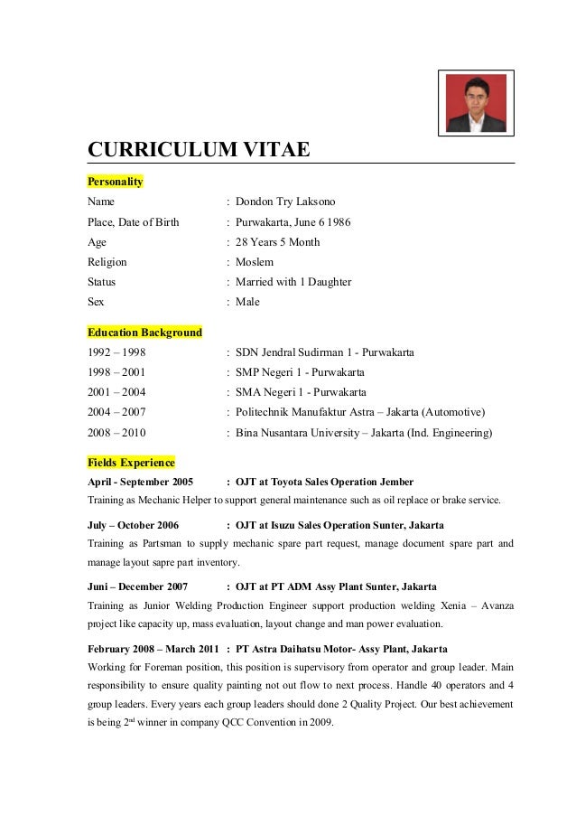 example of cv and resume