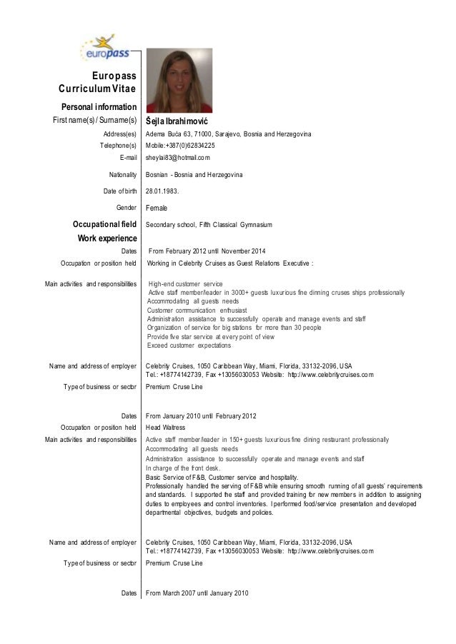 european resume format cv sejla ibrahimovic eu format european resume format cv sejla ibrahimovic eu format