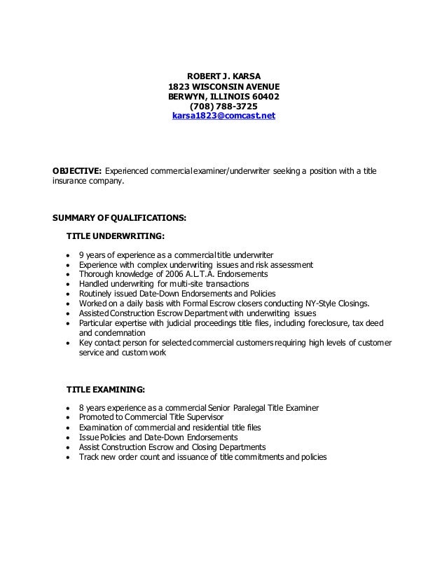 title insurance resume examples
