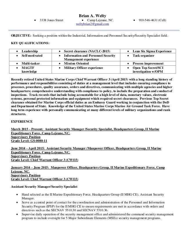 security specialist resume