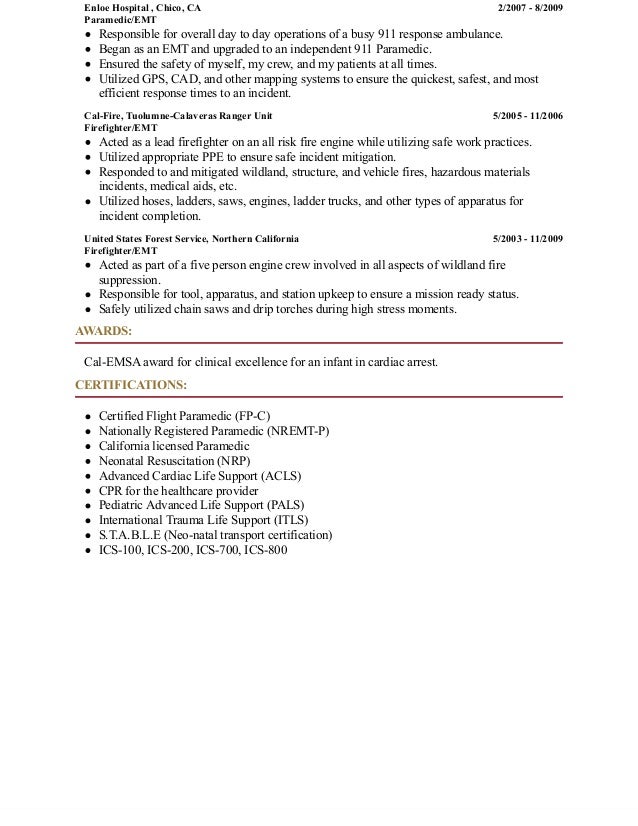 paramedic resumes