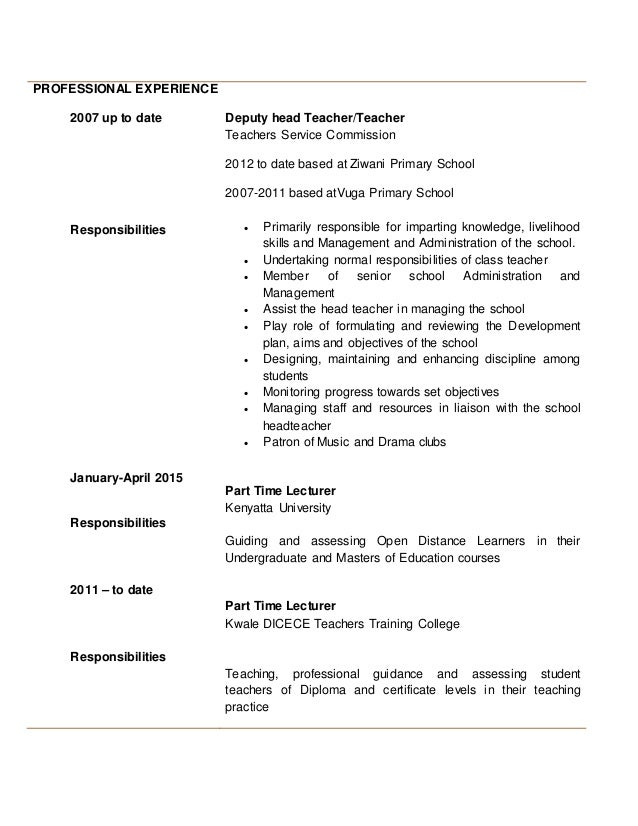 Teacher professional development resume