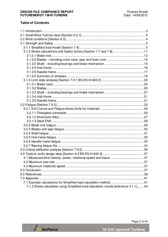 Wind turbine - Design file report