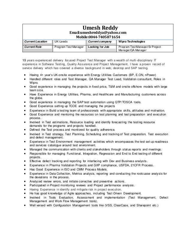 software test lead resumes