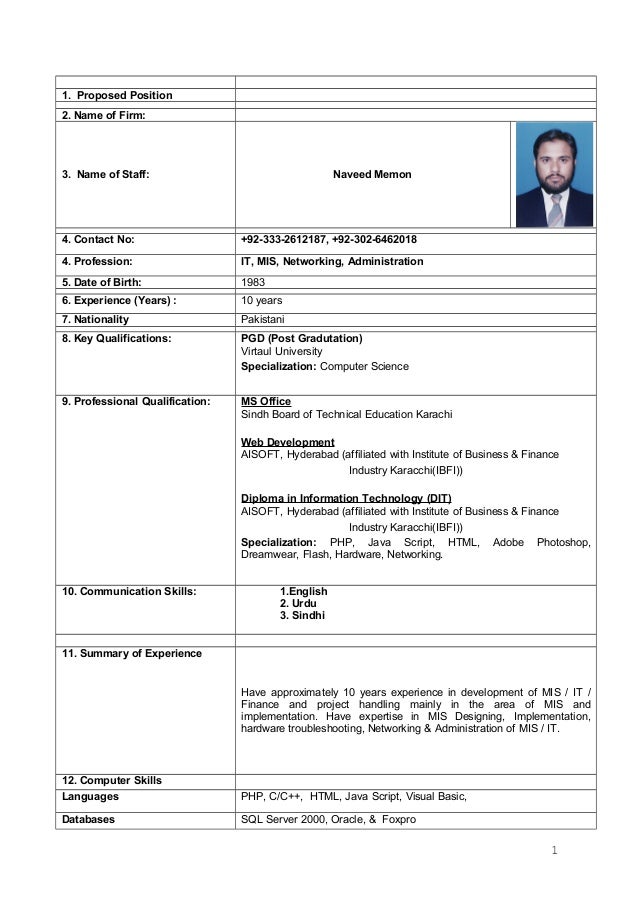 mis manager resume