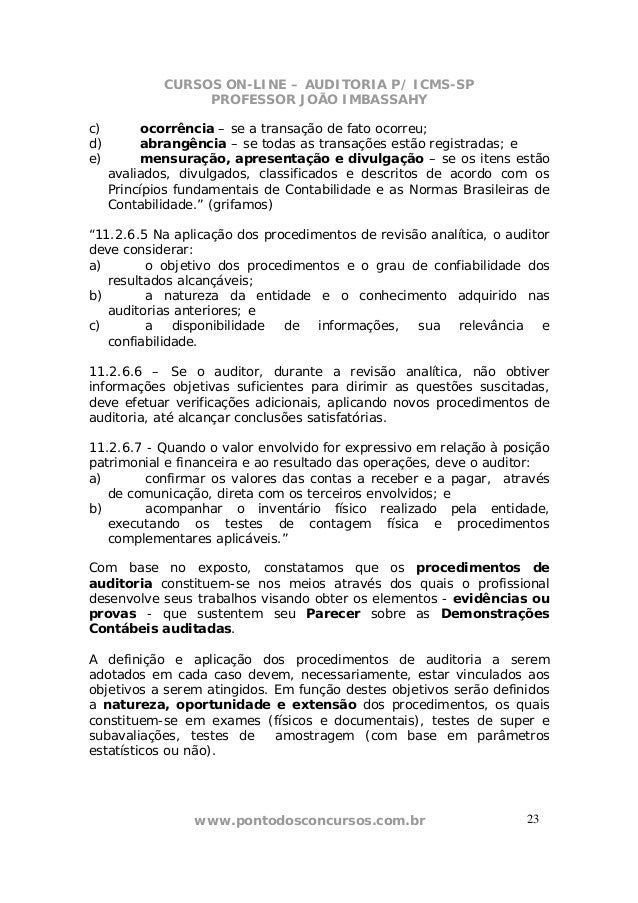 Revisao analitica auditoria