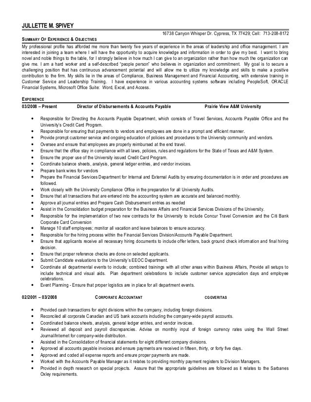 JULLETTE M. SPIVEY16738 Canyon Whisper Dr. Cypress, TX 77429; Cell ...