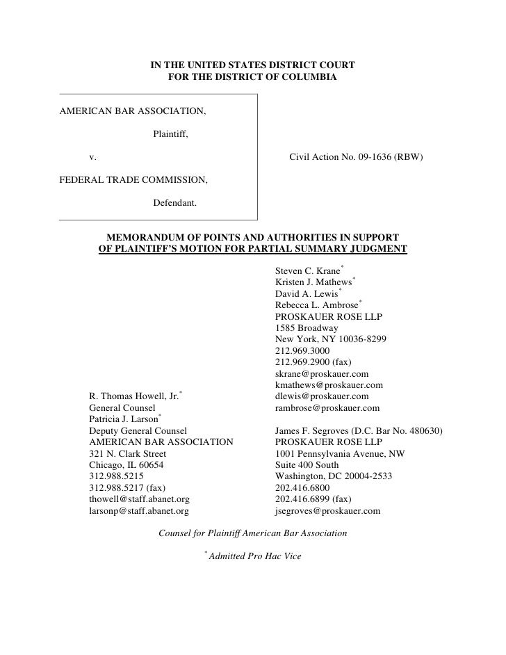 civil of district form columbia complaint