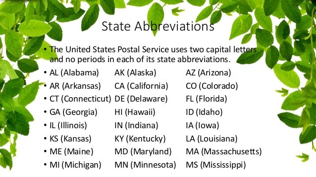 Illinois Abbreviation Letters Illinois Abbreviation Letters