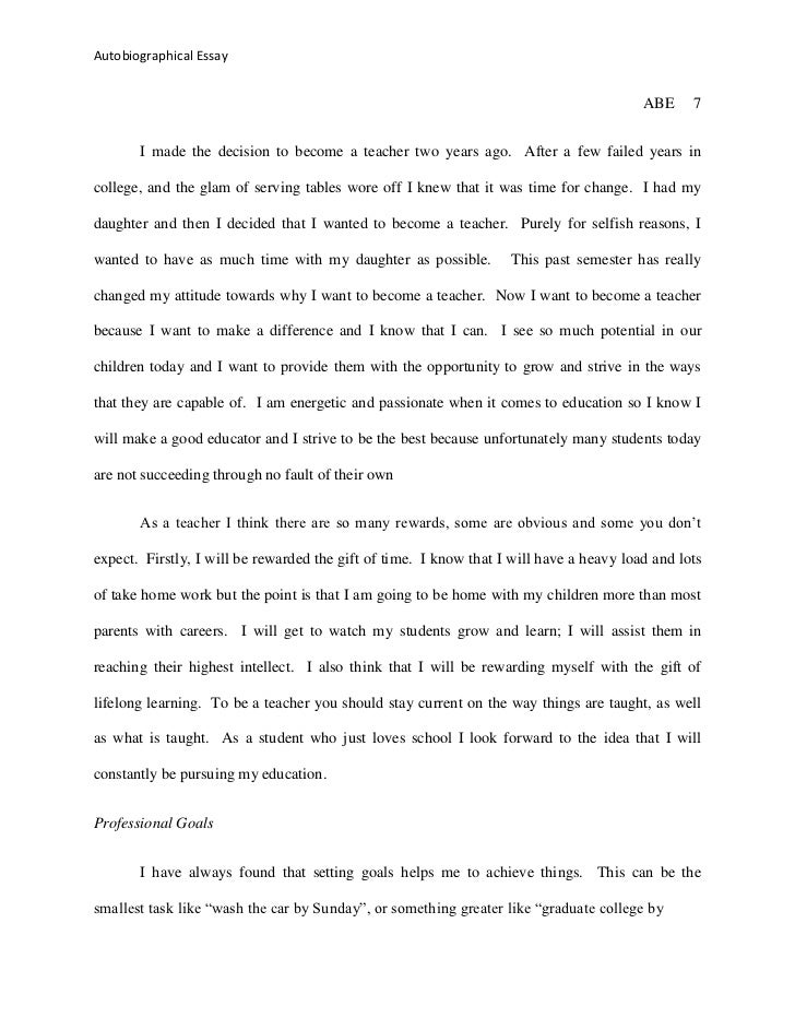 Psychology internship autobiographical essay sample