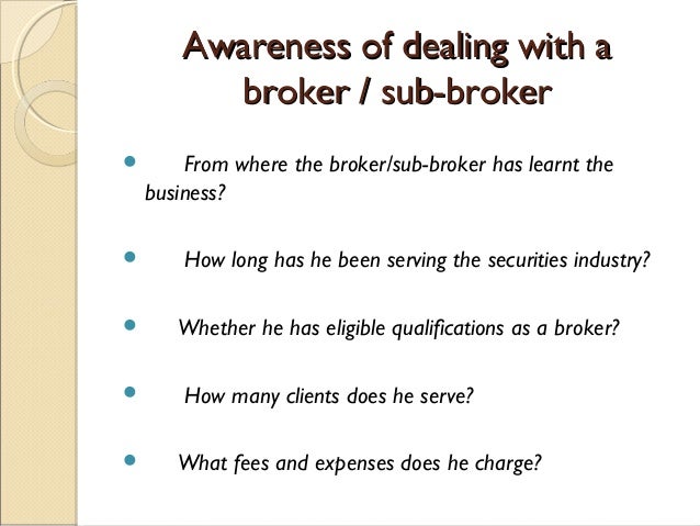 sebistock brokers and sub-brokers rules