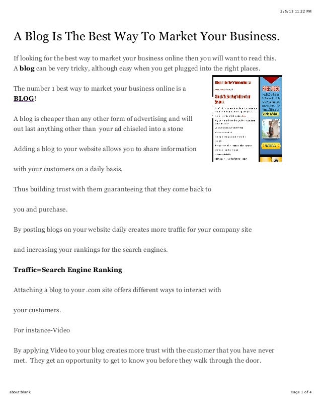 A blog is the best way to market your business