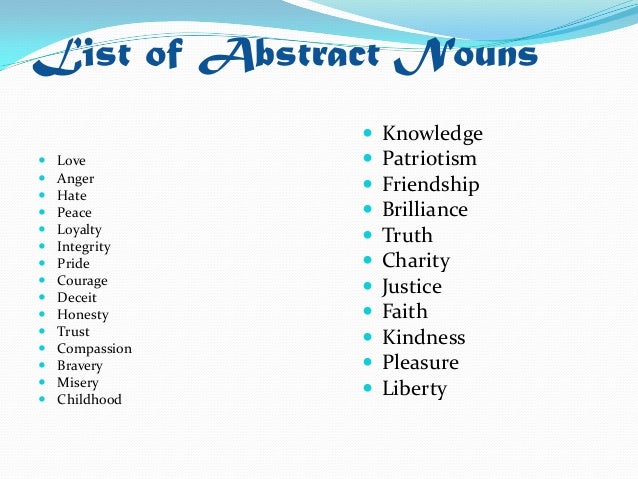 examples of abstract nouns