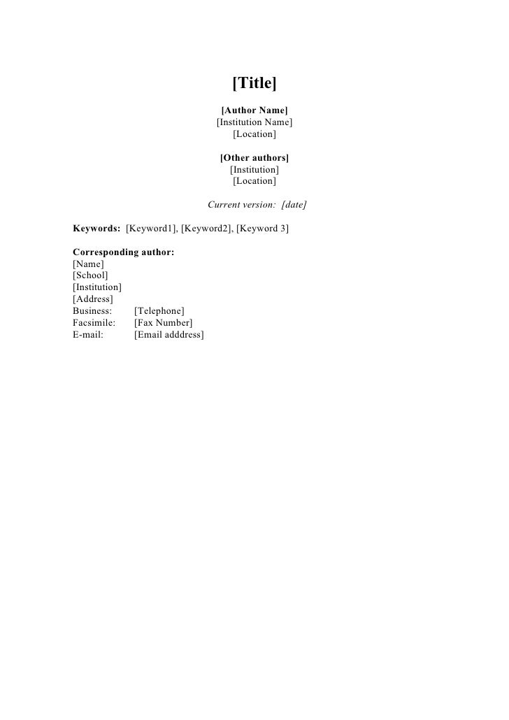 Academic essay cover page template
