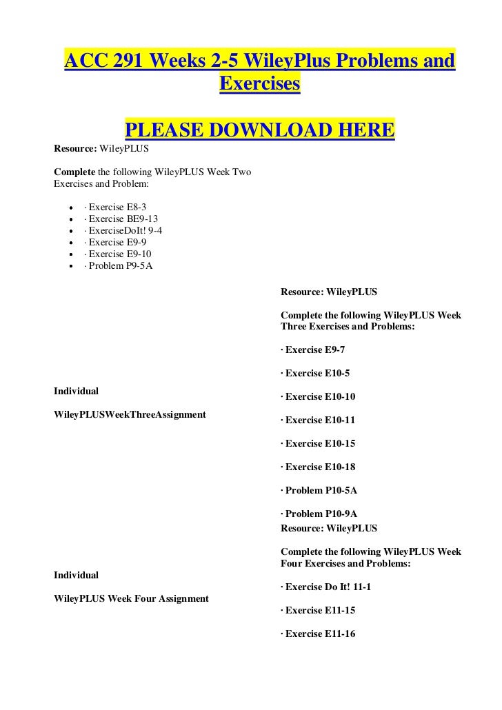 exercises and problems week 2 Xacc/291 – week 2 assignment complete exercises e9-1, e9-7, & e9-12 and p9-7b uploaded by xacc/291 – week 2 assignment thank you for using accnerdcom. exercises and problems week 2 Xacc/291 – week 2 assignment complete exercises e9-1, e9-7, & e9-12 and p9-7b uploaded by xacc/291 – week 2 assignment thank you for using accnerdcom.
