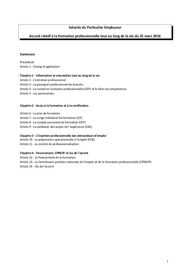Convention Collective Particulier Employeur gratuite 3180(idcc 2111), CCN 2016