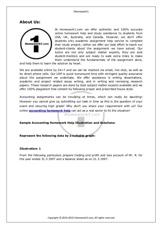 Online Accounting Homework Help | Accounting Tutors