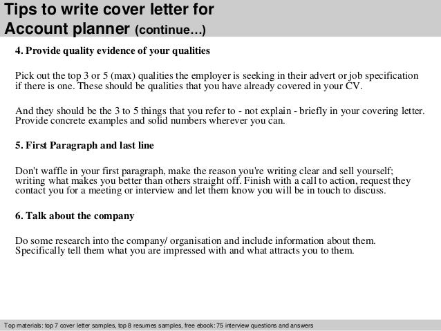 Account Planner Cover Letter ... 4. Tips to write cover letter for Account planner ...