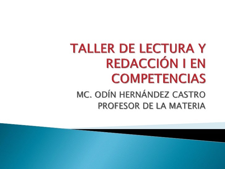 A TALLER DE LECTURA a taller de lectura: